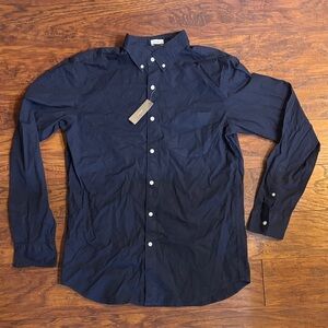 J Crew Navy Blue Secret Wash Shirting
